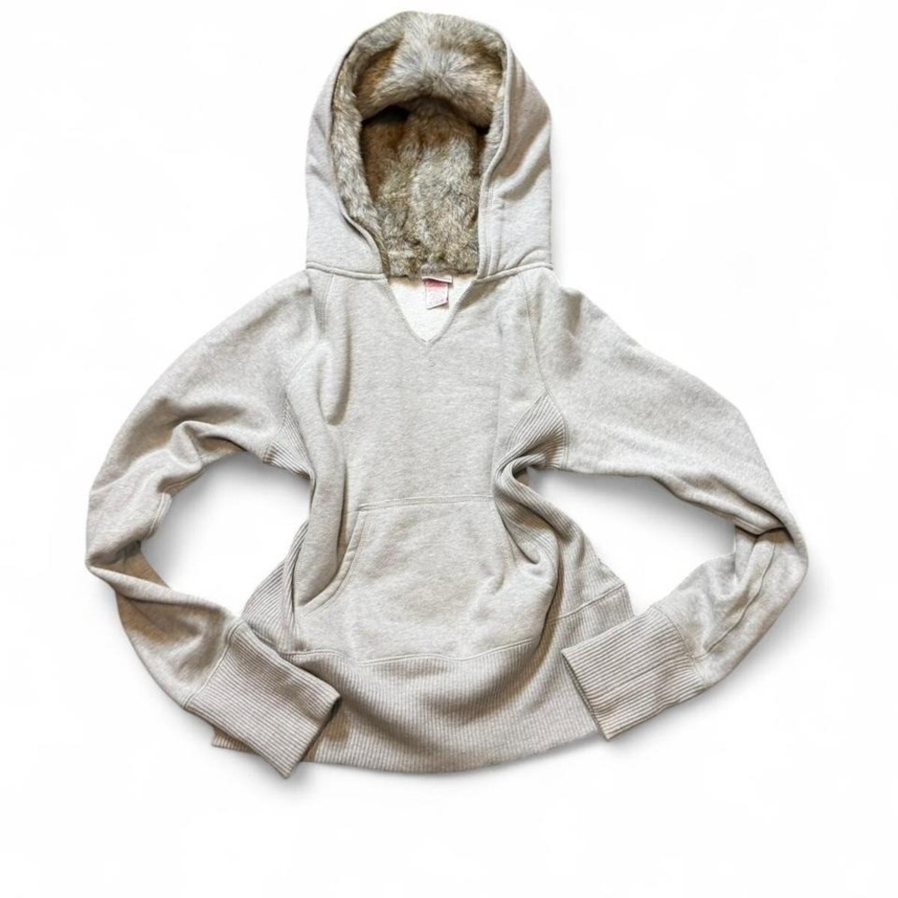 Y2K Xhilaration Gray Faux Fur Pullover Hoodie